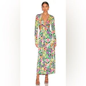 AFRM Monique Mesh Midi Dress in Neon Garden